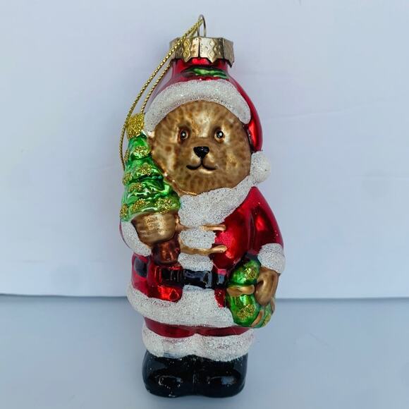 Vintage Glass Teddy Bear Ornament - Picture 1 of 4